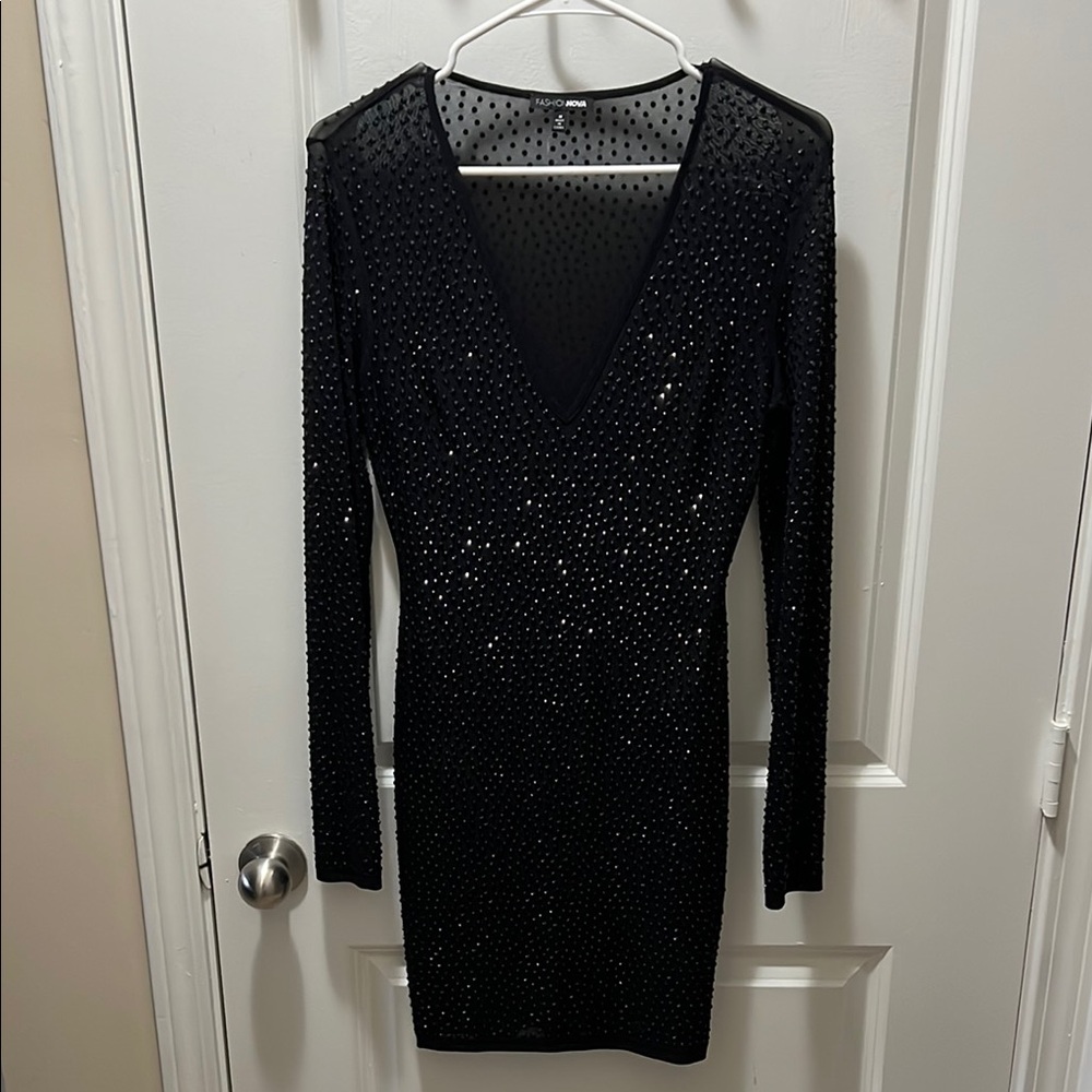 Elegant Black Studded Dress